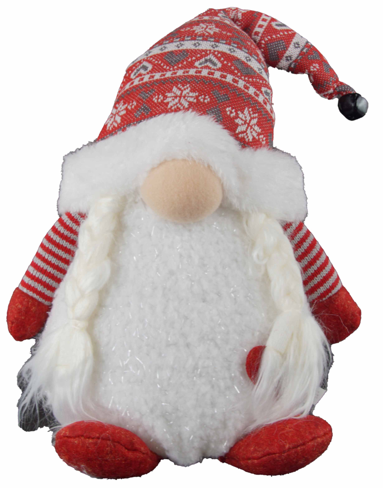 ✨ LED-Wichtelfrau 32 cm – Rot- mit Schneeglitzer-Effekt ✨